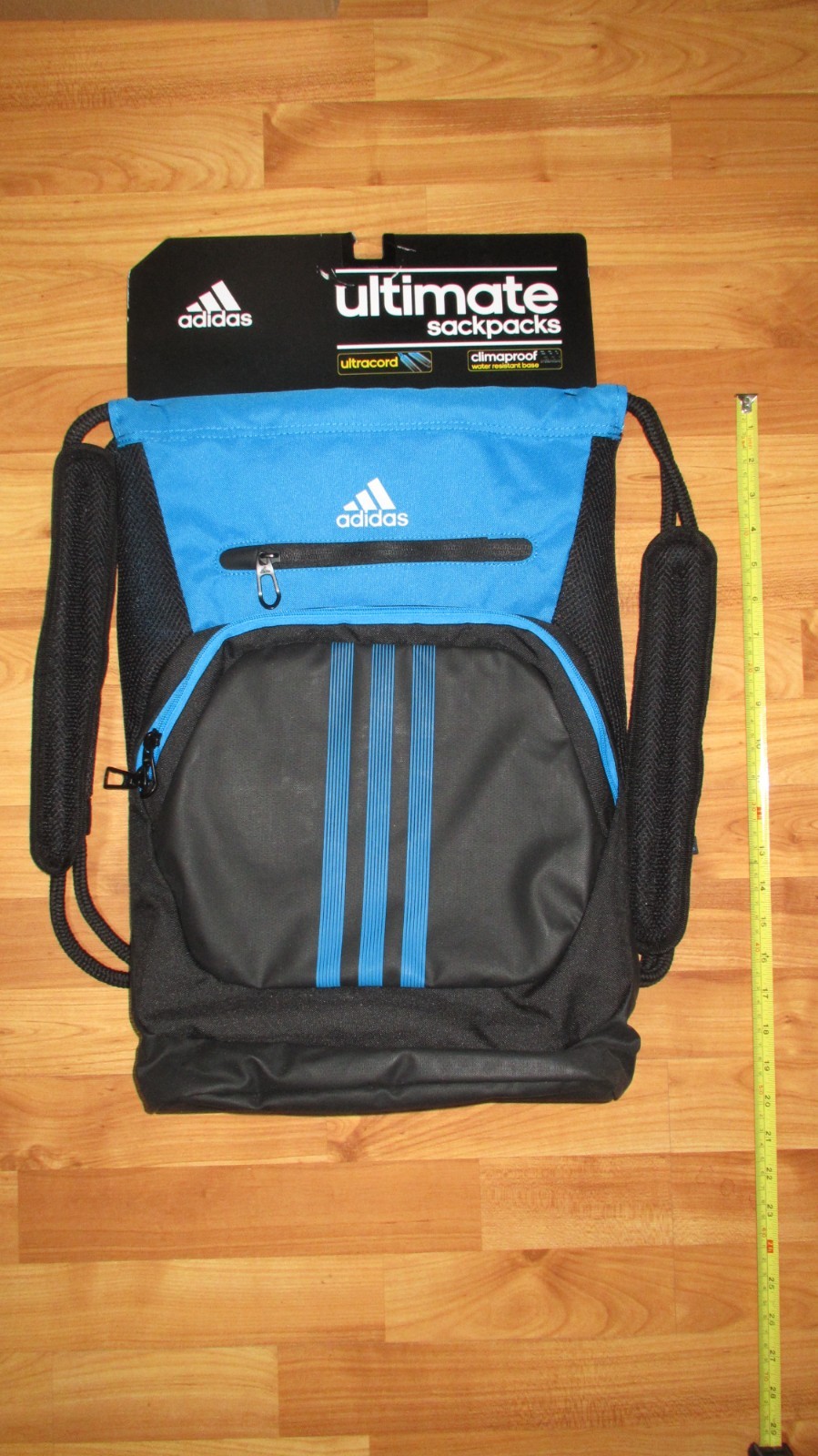 Adidas Ultimate Menace Sackpack Black/Solar Blue, New with Tags
