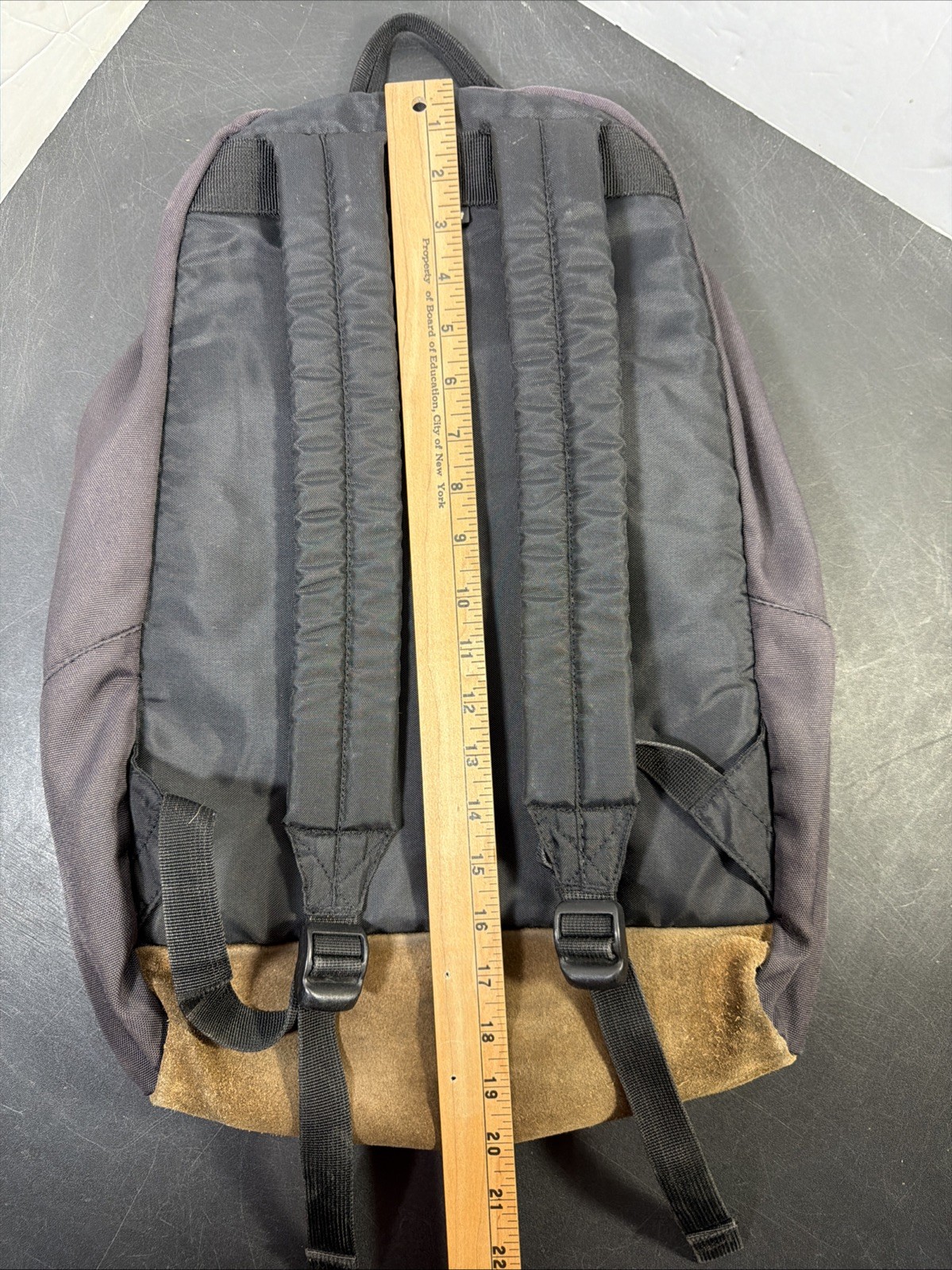 Vintage Y2K Nike Backpack Black Brown Suede Bottom Center Swoosh Rare
