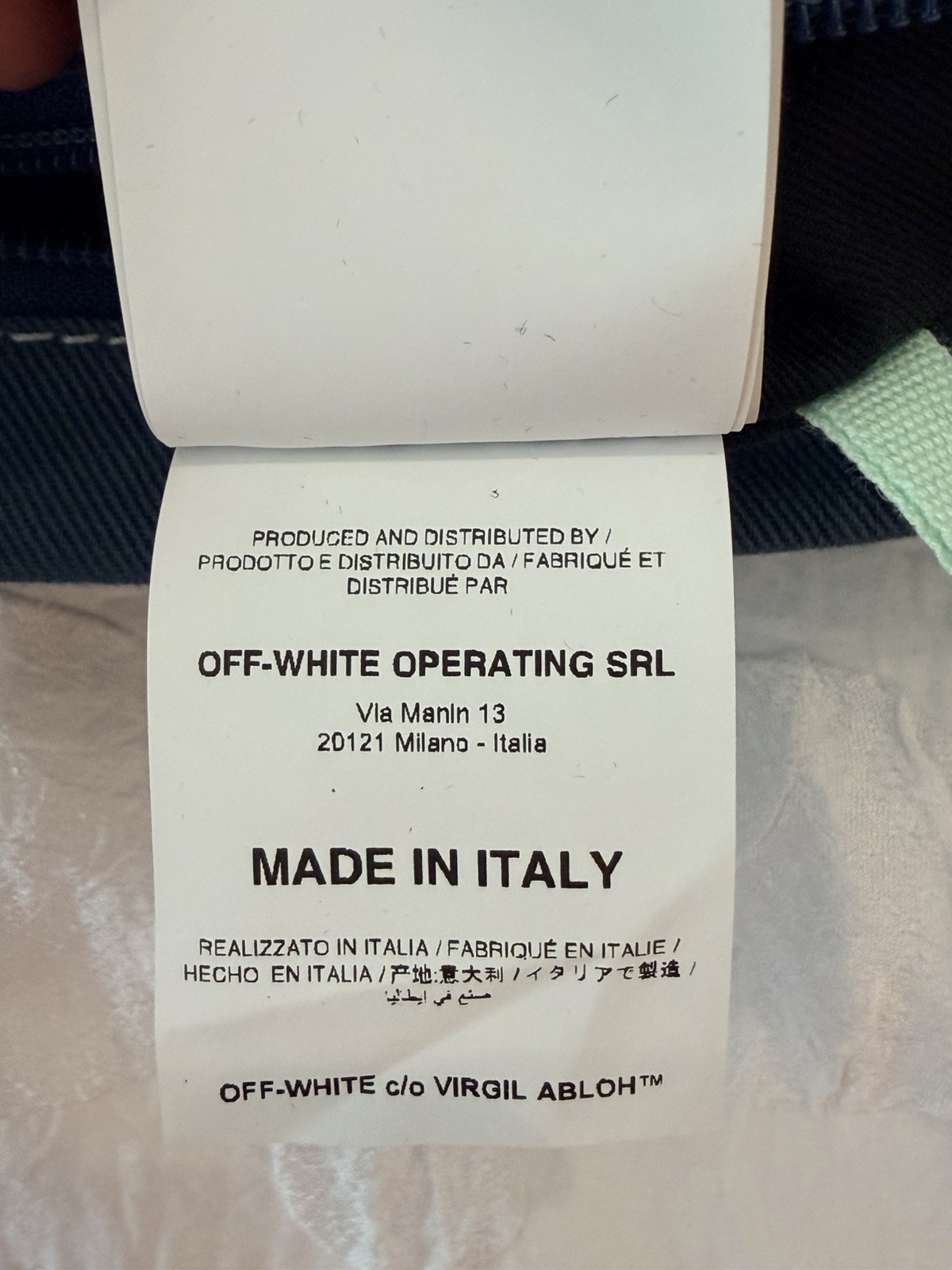 Authentic Off-White Virgil Abloh SS19 Blue Twill Messenger Bag OMNA066S19C31001
