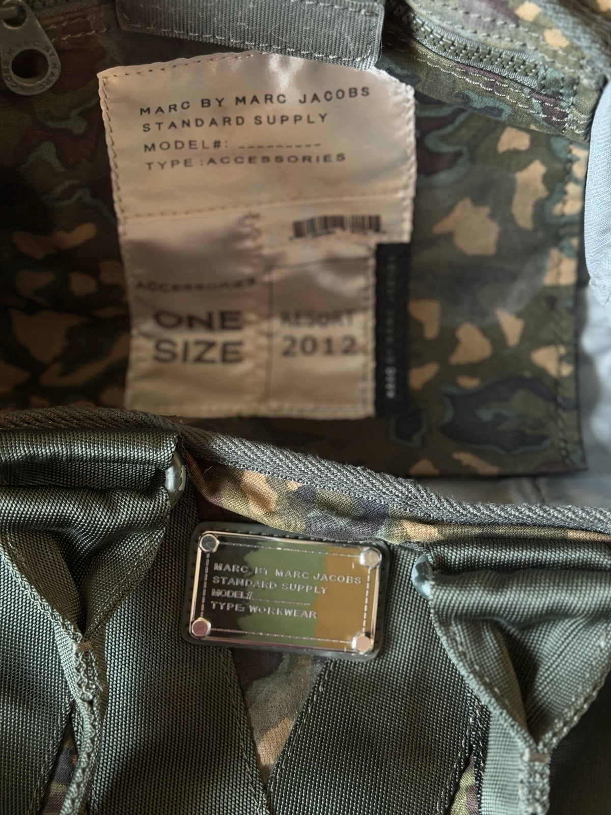 Marc by Marc Jacobs Camouflage Duffle Bag One Size Zip Lined Pockets