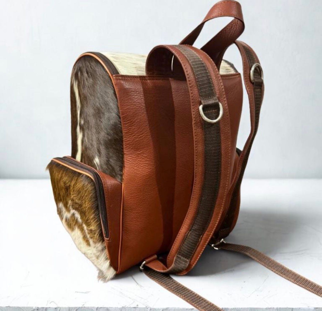 Real Cowhide Diaper Backpack Bag, Cowhide Hair on Backpack, Western Backpack Bag
