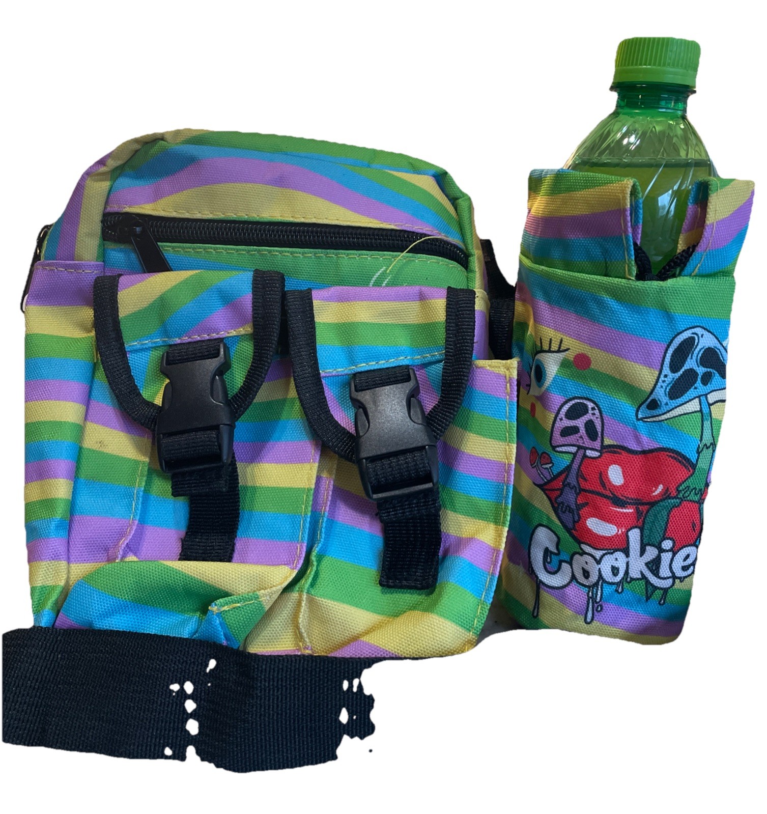 COOKIES Waist Fanny Pack Unisex Hippie Belt Bag Festival Rave Mushroom rainbow
