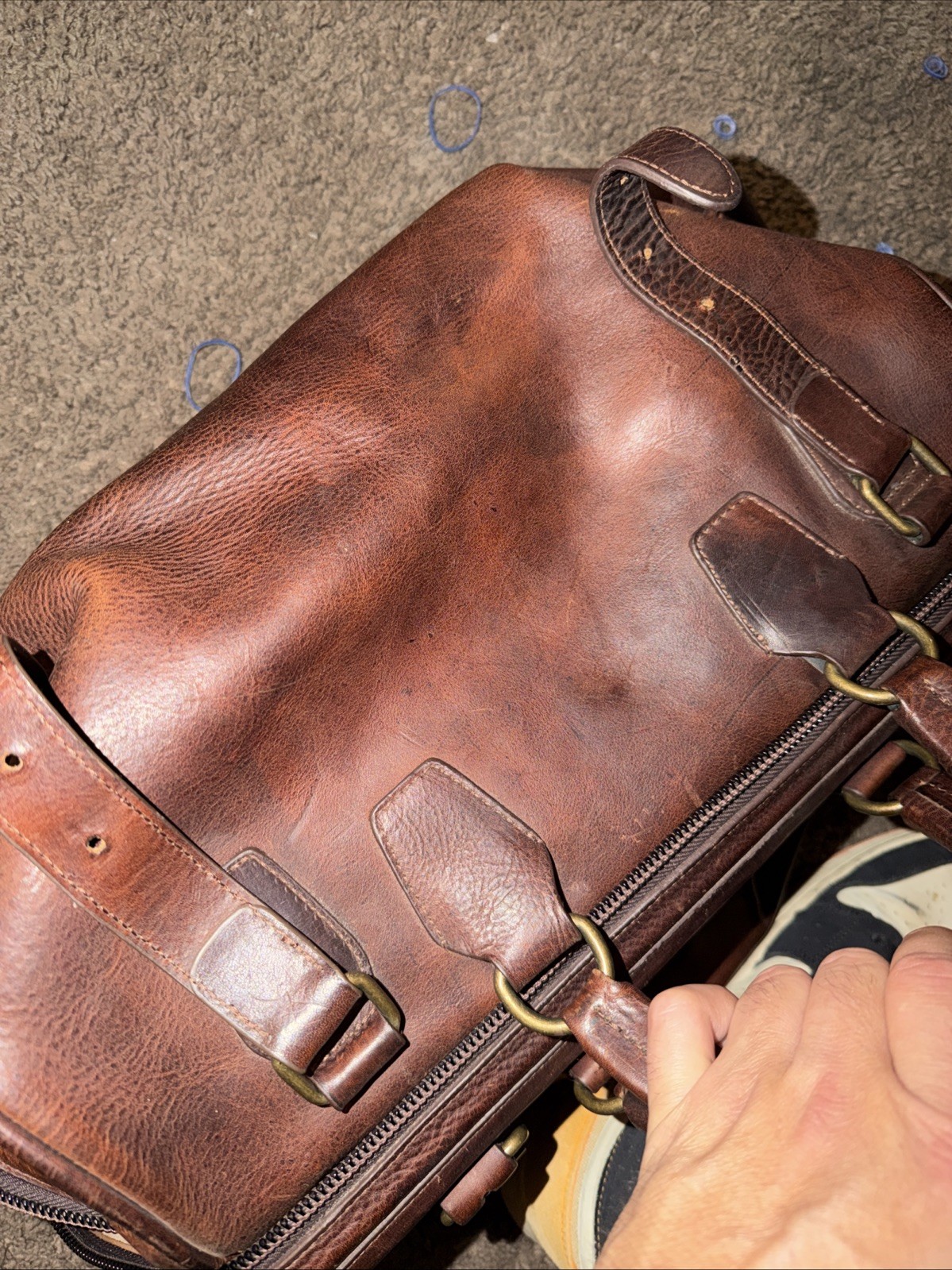 DULUTH TRADING Heavy Leather Briefcase / Doctor Bag / Weekender Gladstone Bag