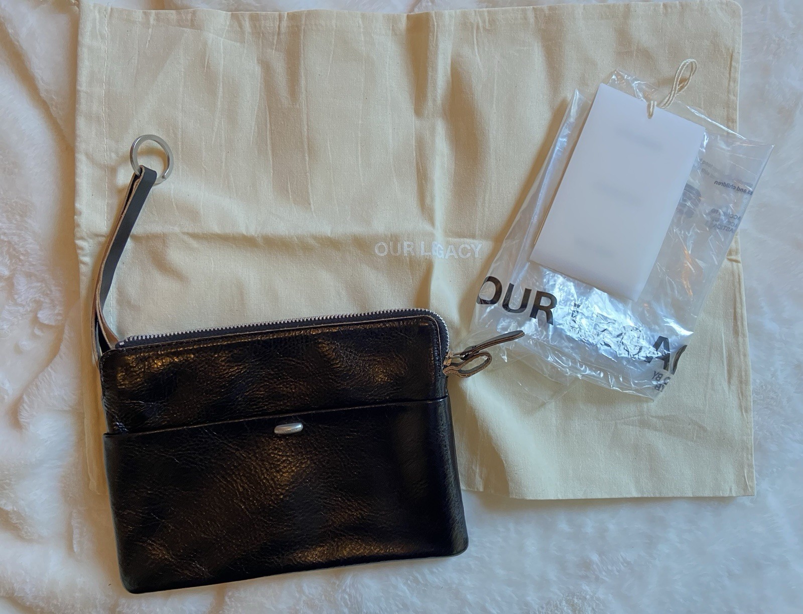 OUR LEGACY SUPPORTER ORGANIZER True Dye Black Leather Folio/Clutch Bag