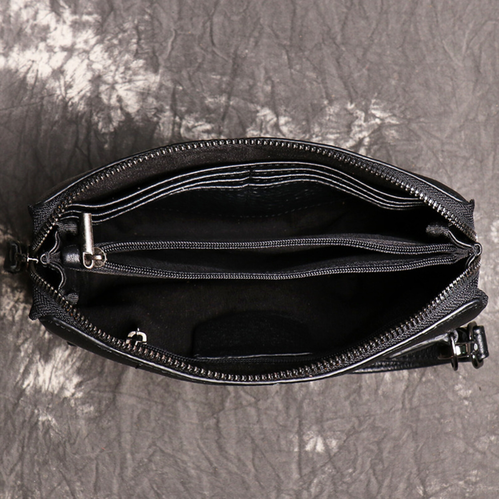 Mens Black Leather Wristlet Genuine Leather Clutch Bag Card Organizer