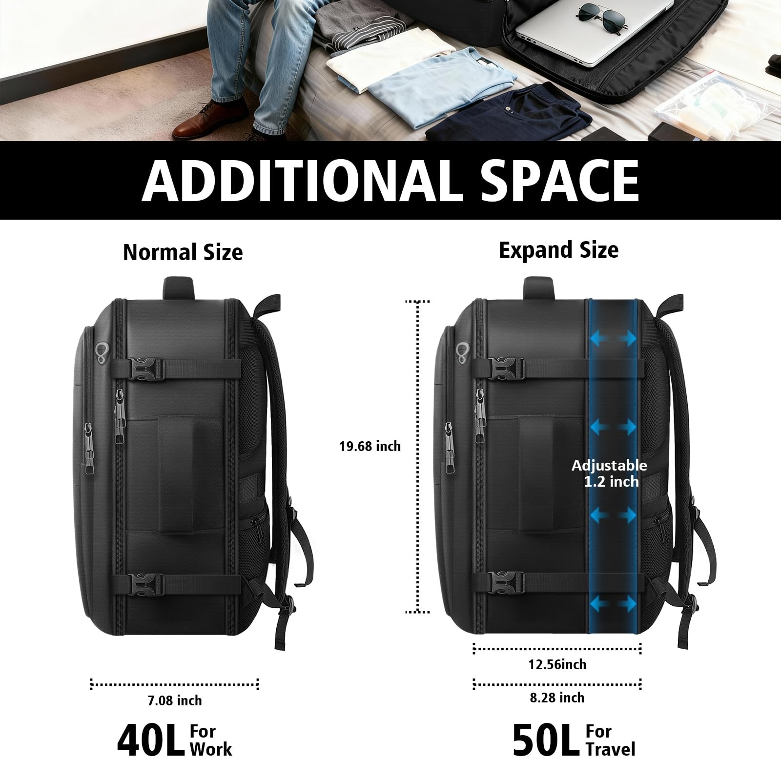 Travel Backpack For Men, Extra Large 50L Flight Approved Carry on Backpack, E…