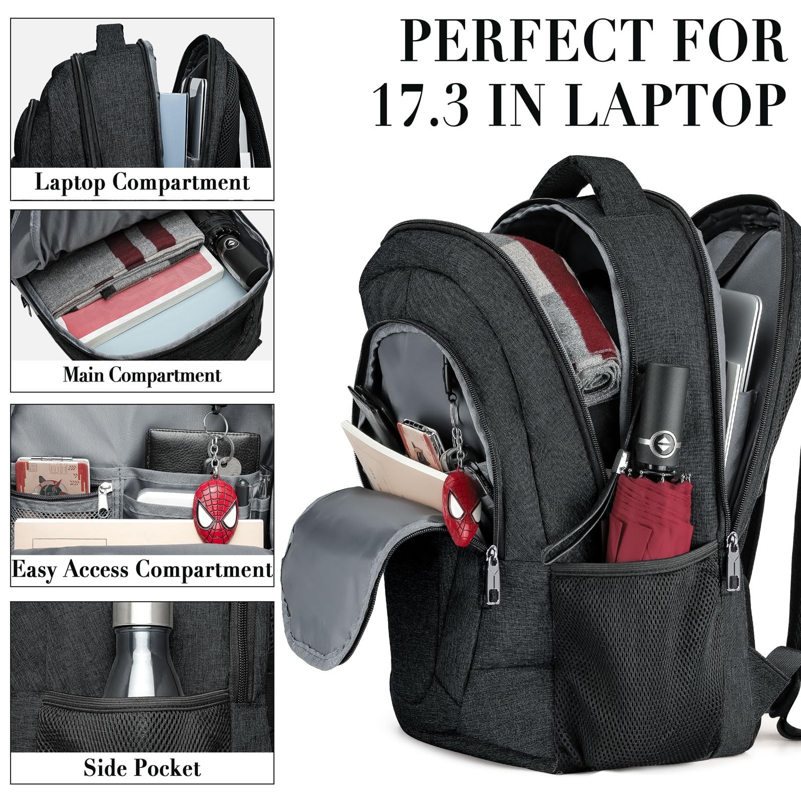 Travel Laptop Backpack, 17 Inch Extra Large School Backpacks for Teen Boys an