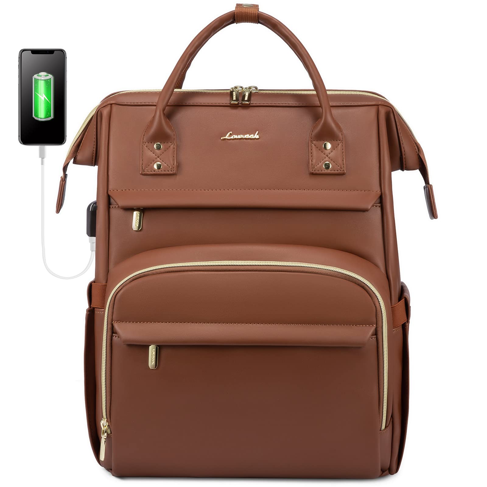 Leather Laptop Backpack for 15.6 inch,Travel Purse Nurse Teacher Carry On Bac…