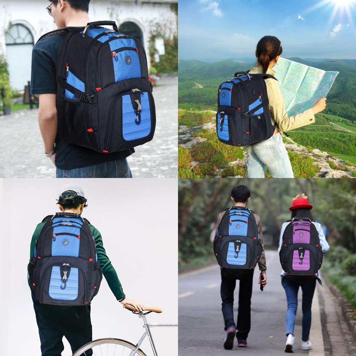 Extra Large 50L Travel Laptop Backpack, Airline Approved, Fits 17″ Laptops, Blue