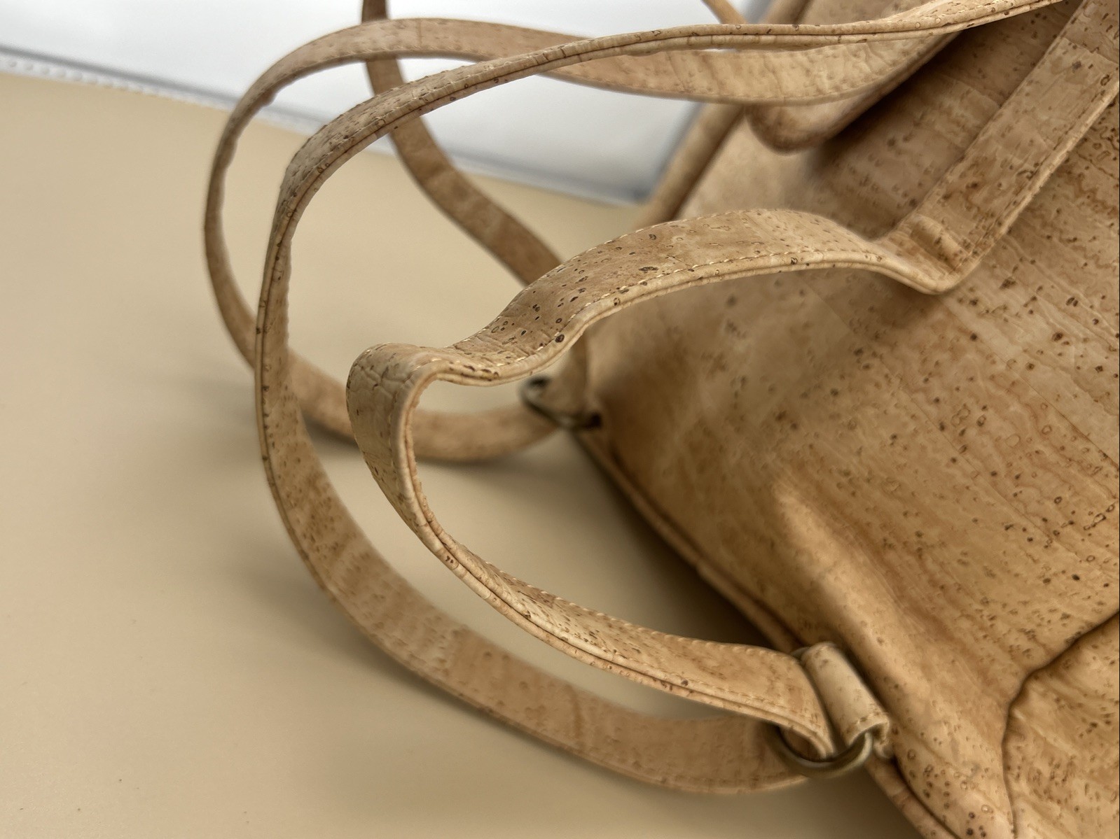 Montado Beige Cork Backpack Adjustable Straps Zip Pocket Inner Outer Pockets