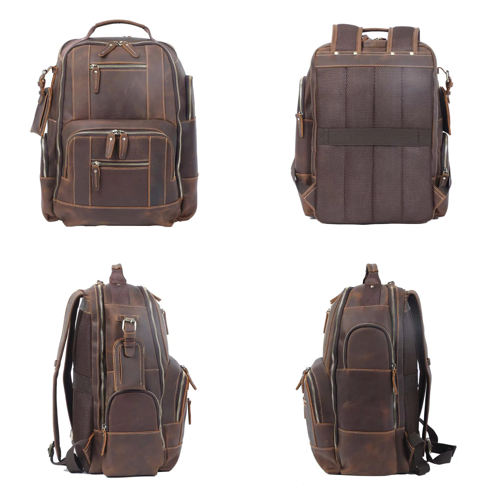 Full Grain Leather Backpack 15″ Laptop Travel Business School Rucksack