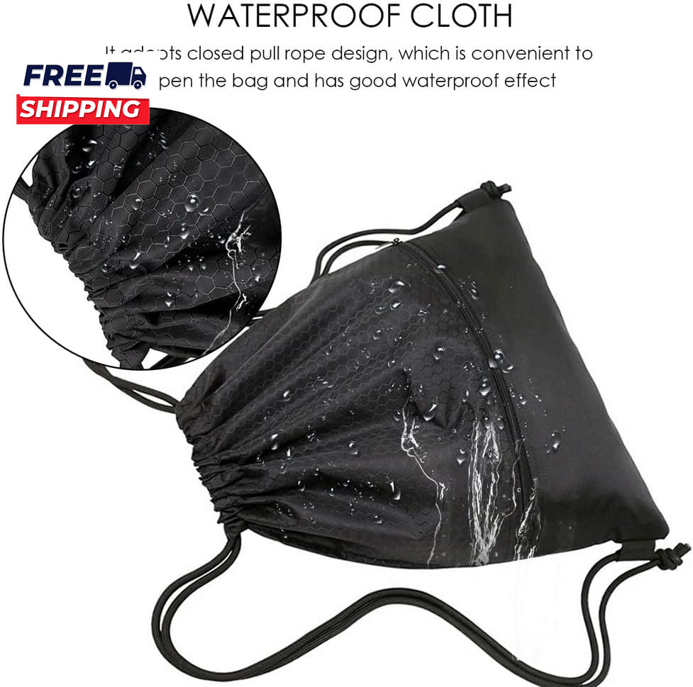 Drawstring Backpack Bag Waterproof Draw String Back Sack with Zip Pocket