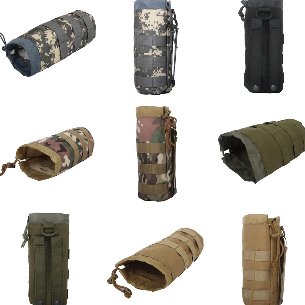 Outdoor Tactical Molle Water Bottle Bag Military Hiking Belt Holder Kettle Pouch