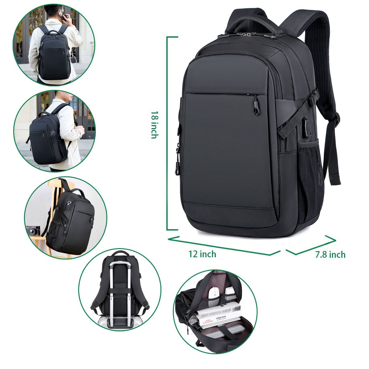Men Women Backpack Travel Rucksack School Laptop Bag W/ USB Charging Port