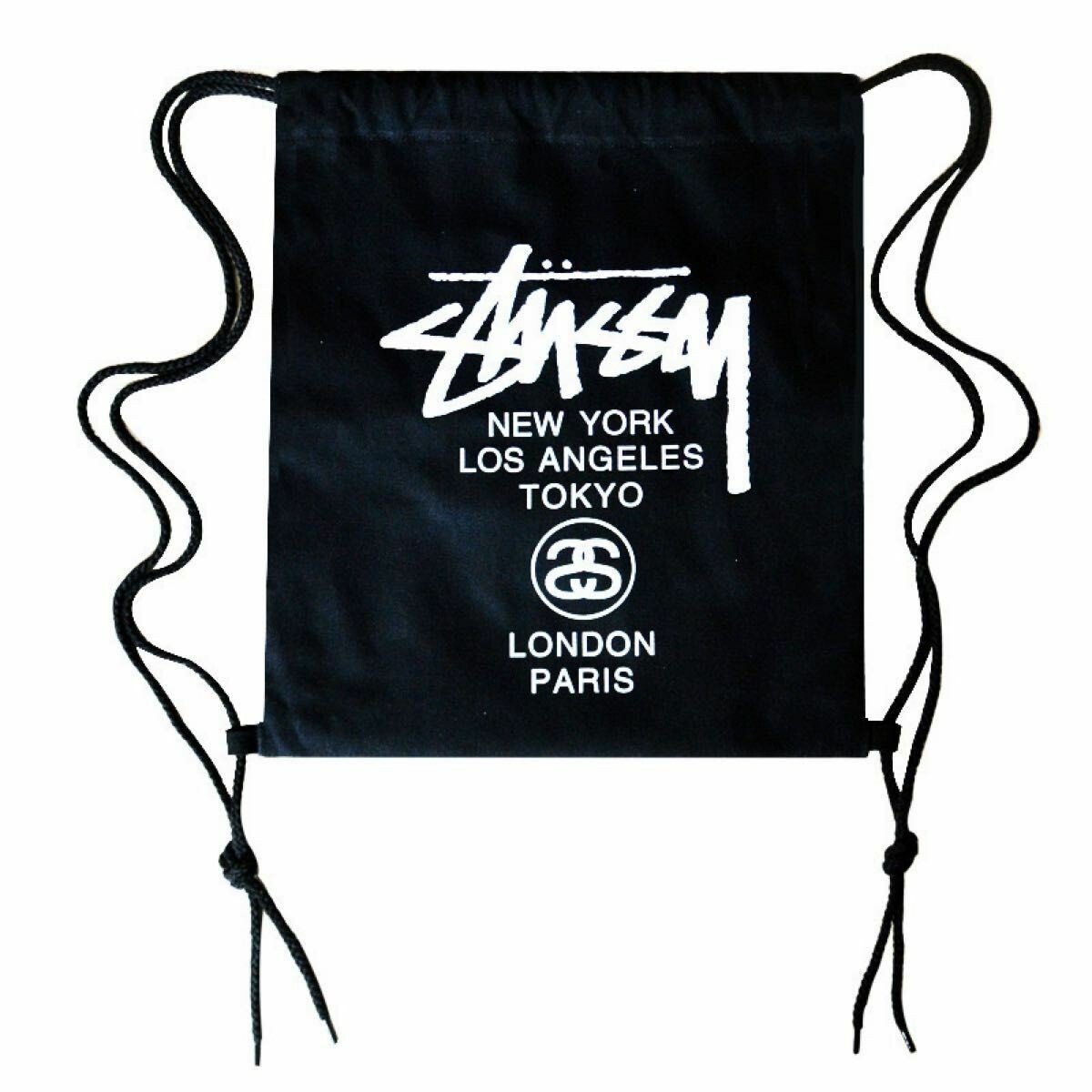 STUSSY Eco Drawstring Bag Knapsack Backpack W/ inner pocket Black Genuine Japan