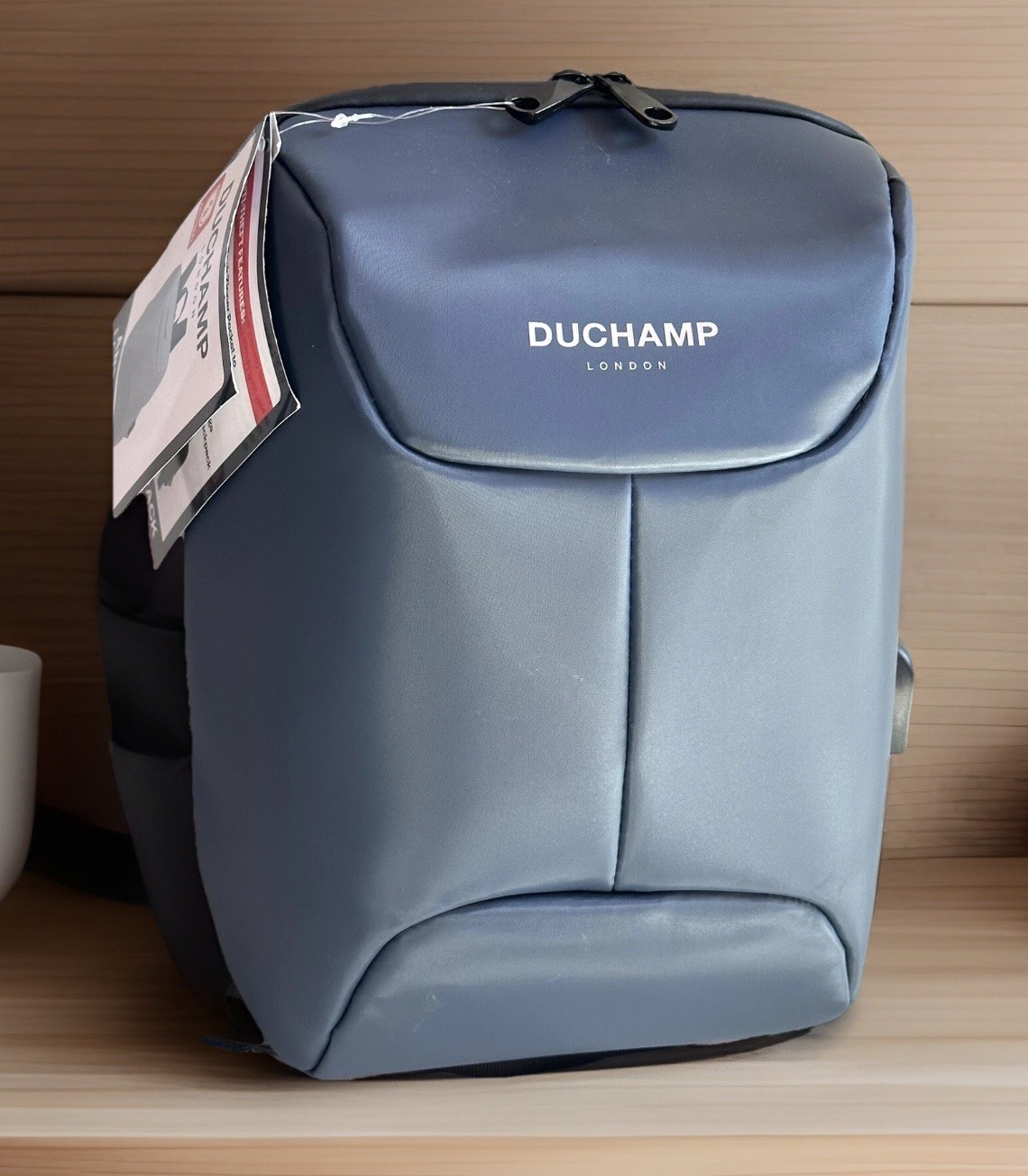 DUCHAMP LONDON Anti-Theft Laptop, Tablet Backpack Sleek Blue/ Gray Design, USB