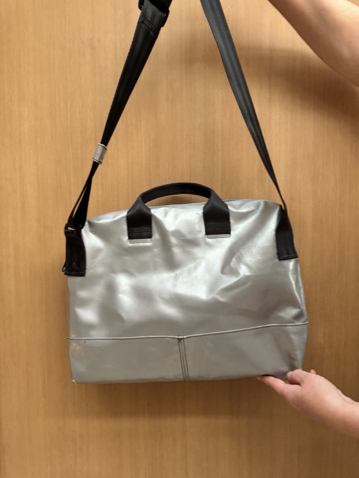 FREITAG Messenger Shoulder Bag blue gray/silver W 51cm x H 41cm