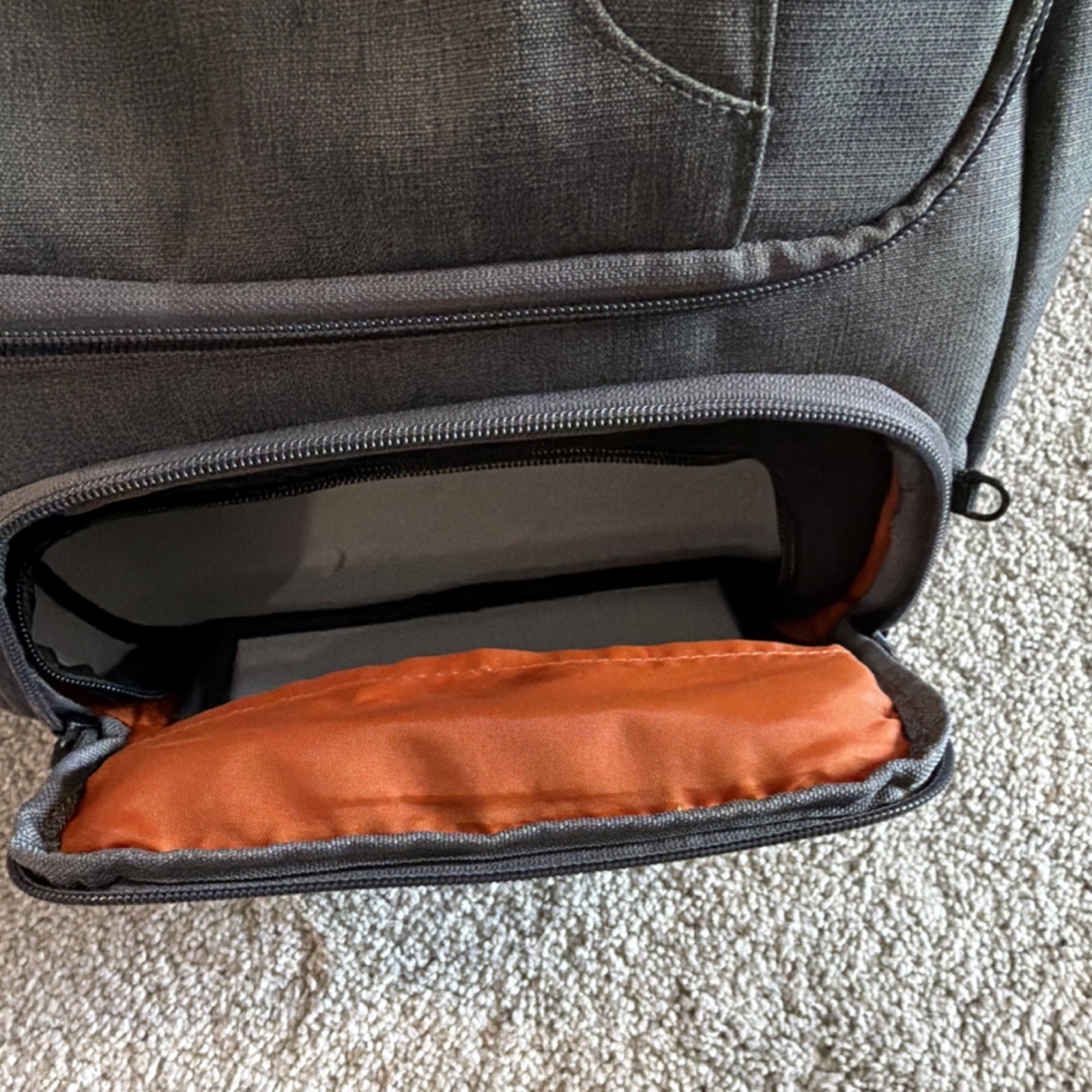 eBags Gray Backpack Organizer with Inner Dividers and Orange Interior