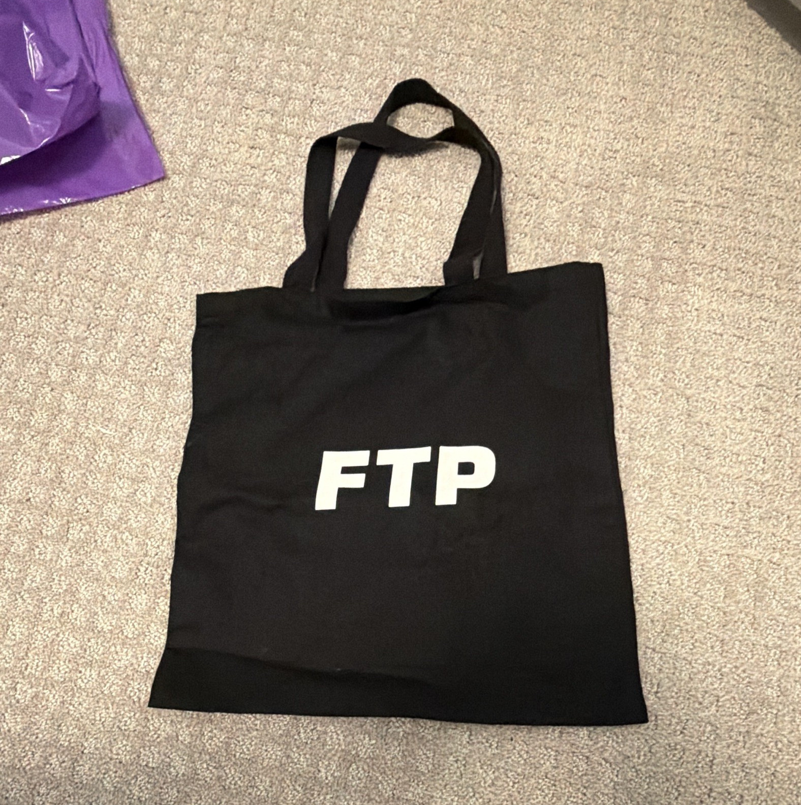 FTP Black/White Logo Print Tote Bag DC Shoes, Double Handles, Unisex