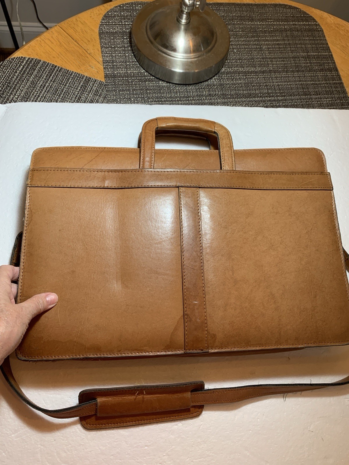 Brown Leather Briefcase Laptop VTG Zip Hipster Softside