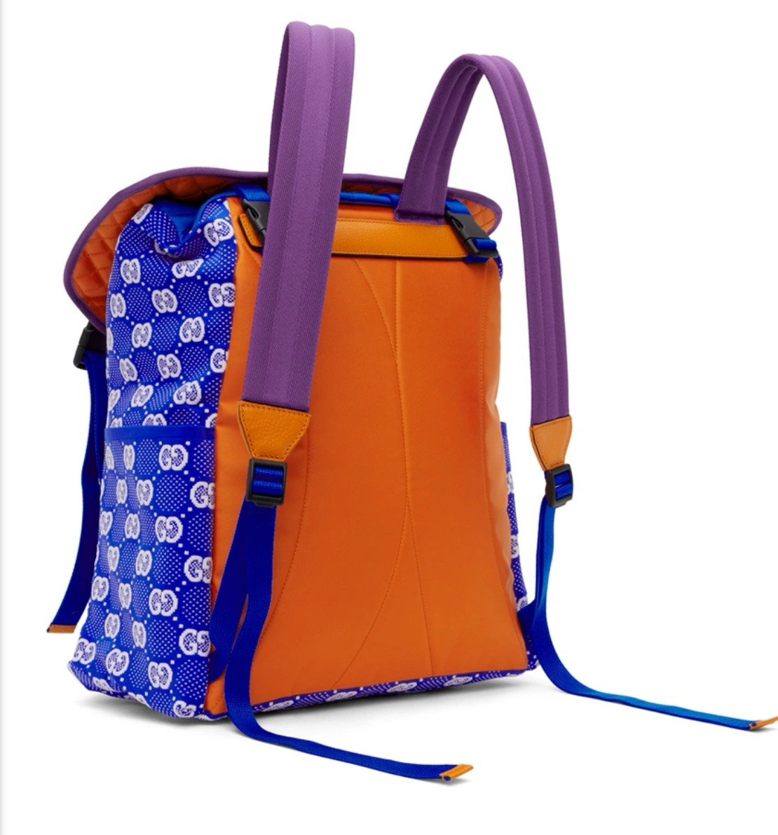 Gucci GG Allover Jersey Backpack w/ Detachable Front Panel Blue/Purple Authentic