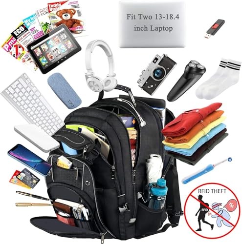 Extra Large Laptop Backpack 60L Grey TSA RFID Anti-Theft