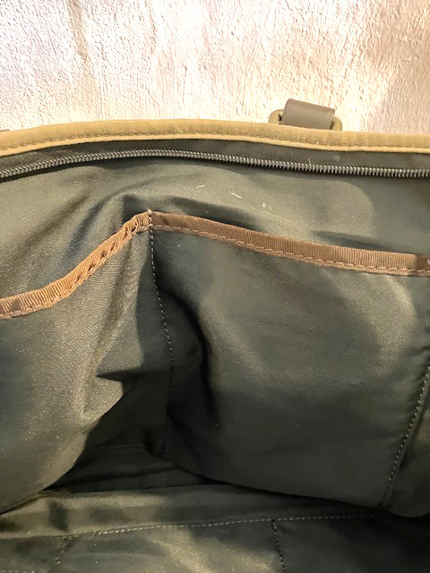 Fossil Messenger Commuter Laptop Bag Canvas Twill Light Brown w/ Leather Accents