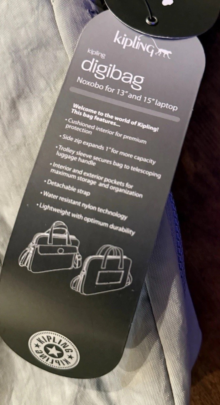 KIPLING Gray Nylon NOXOBO Padded Laptop Messenger Bag Digibag NWT