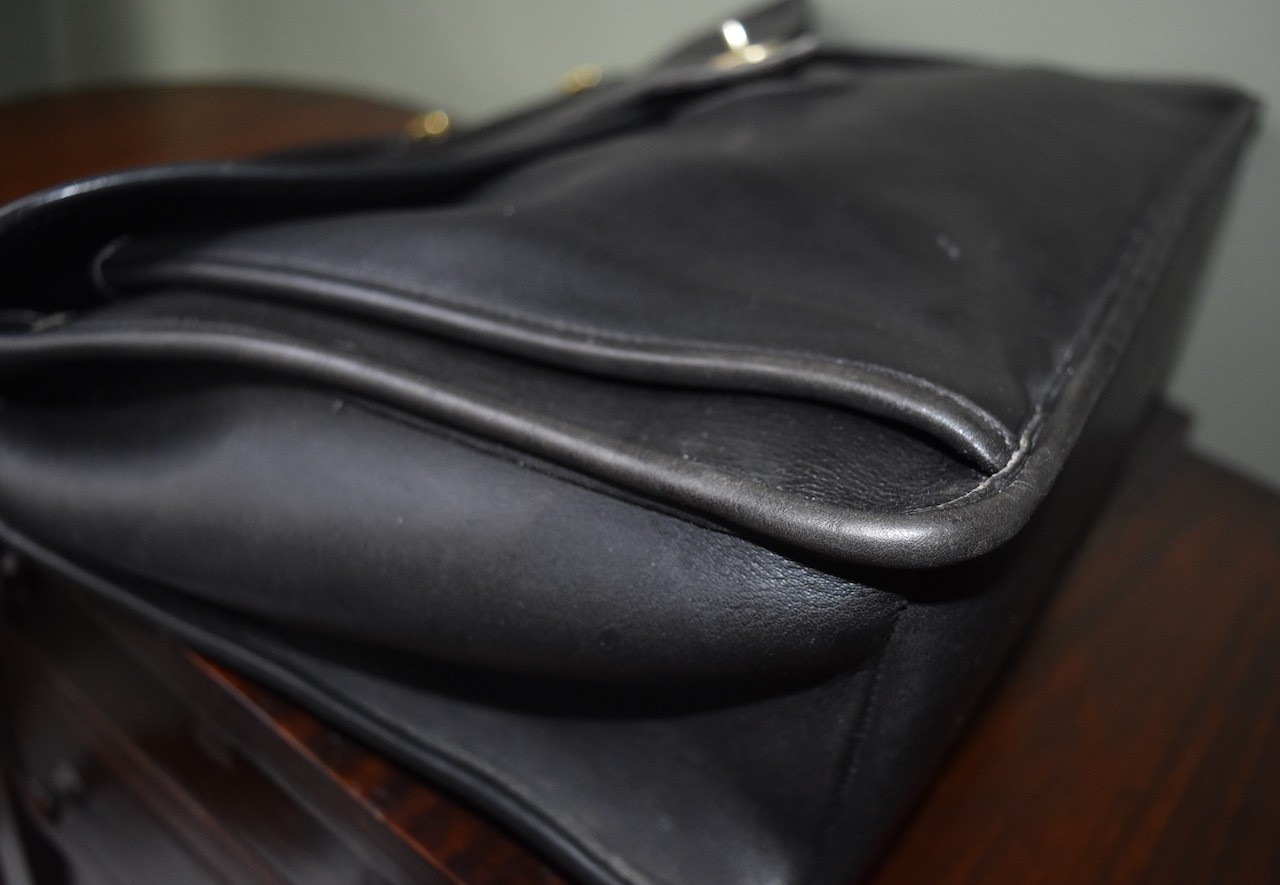 VTG Coach Beekman Brief Bag Briefcase Laptop Bag Black Leather Strap 5266 USA