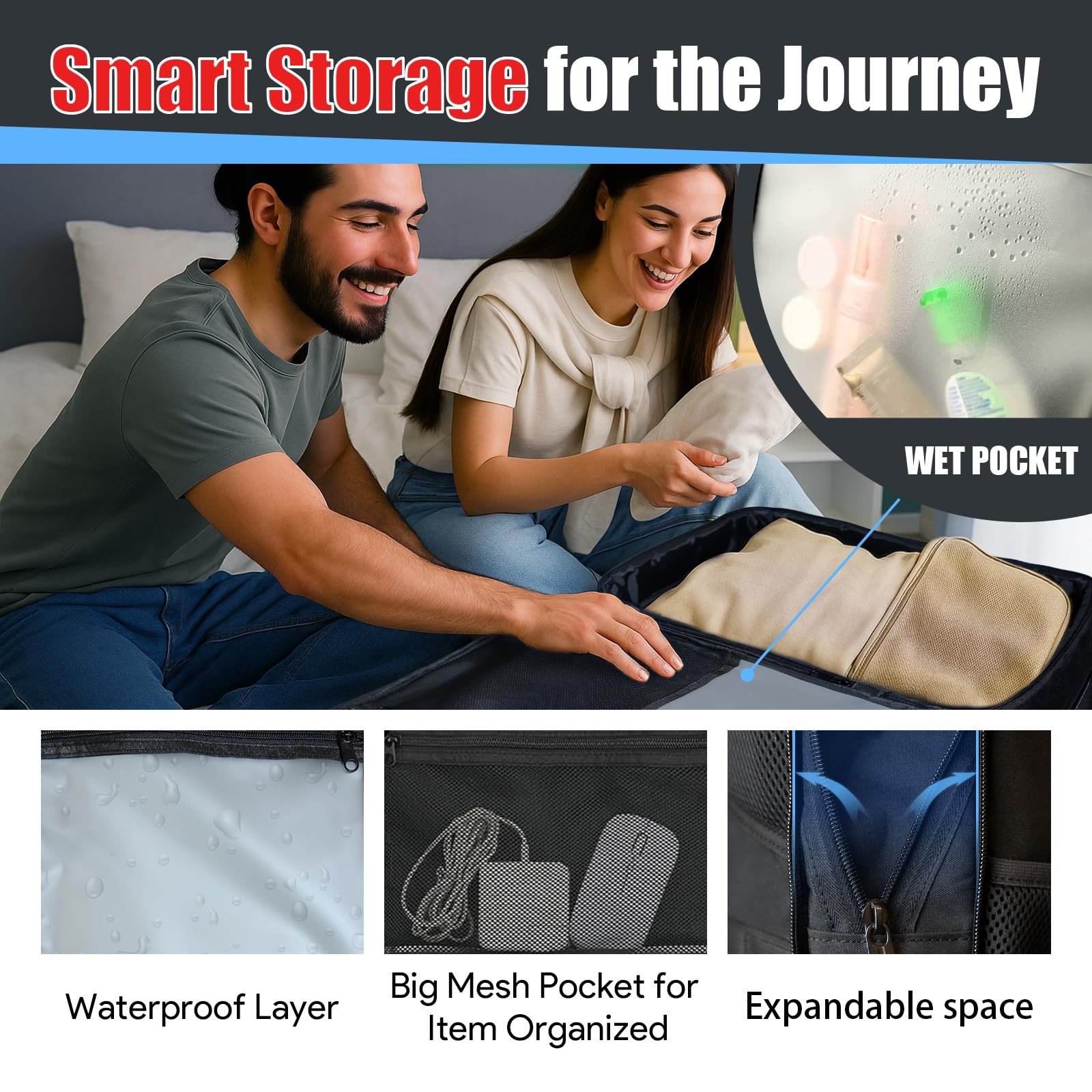 Travel Backpack,Expandable 40-50L Carry On Backpack,Extra Large Anti-Theft TS…