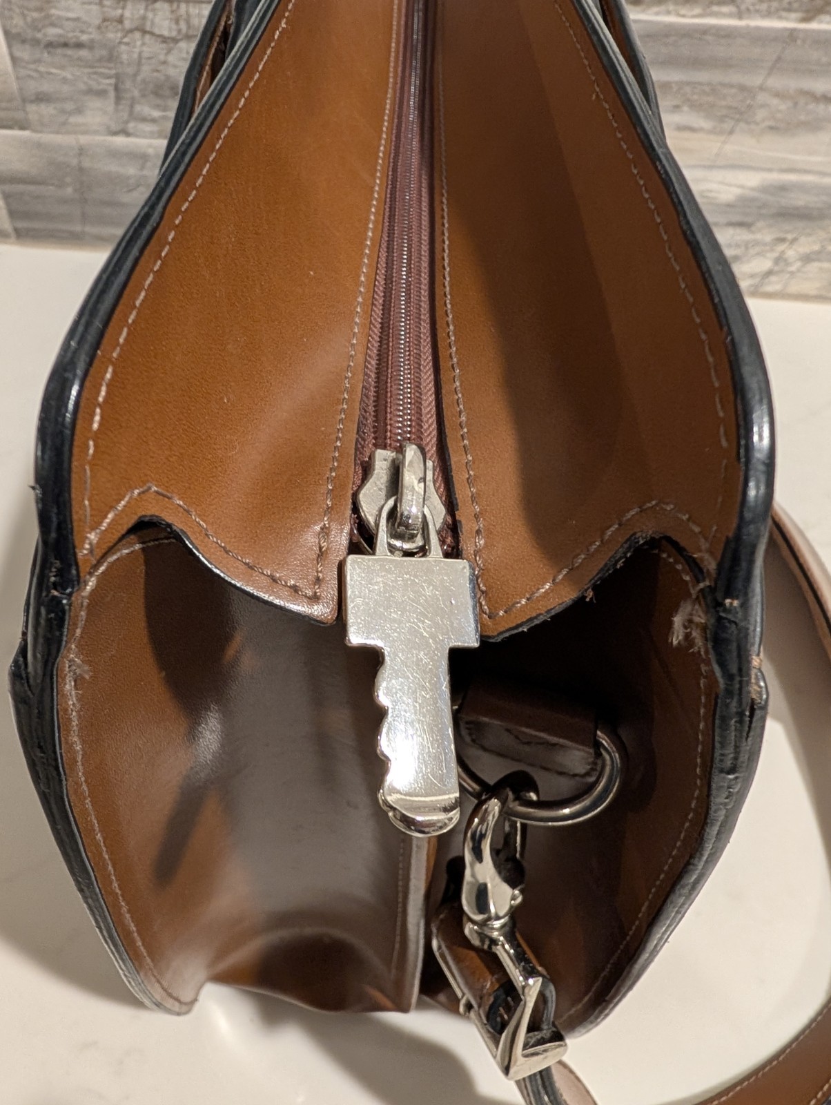 Jack Georges Elements Leather Briefcase Top Zip Double Gusset Cognac 4202
