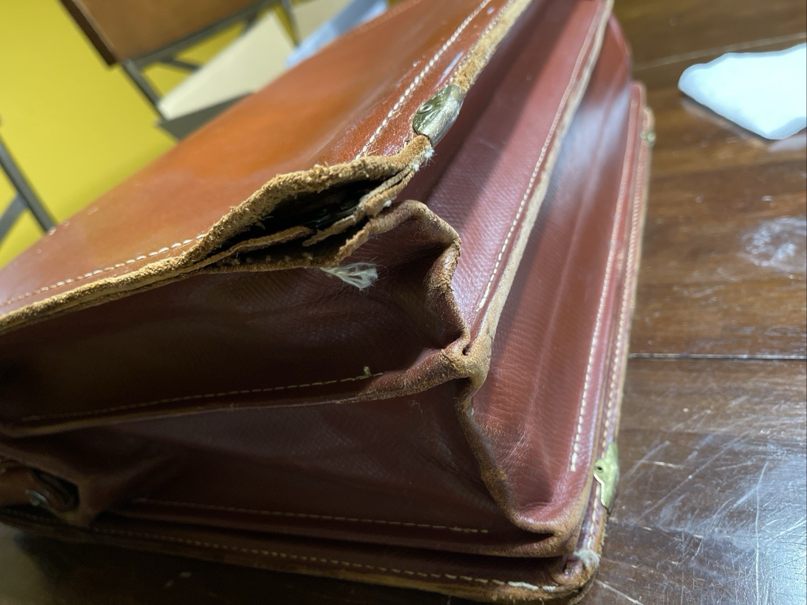 Rexbilt Briefpak Vintage Brown Top Grain Cowhide Leather Briefcase Men AS-IS