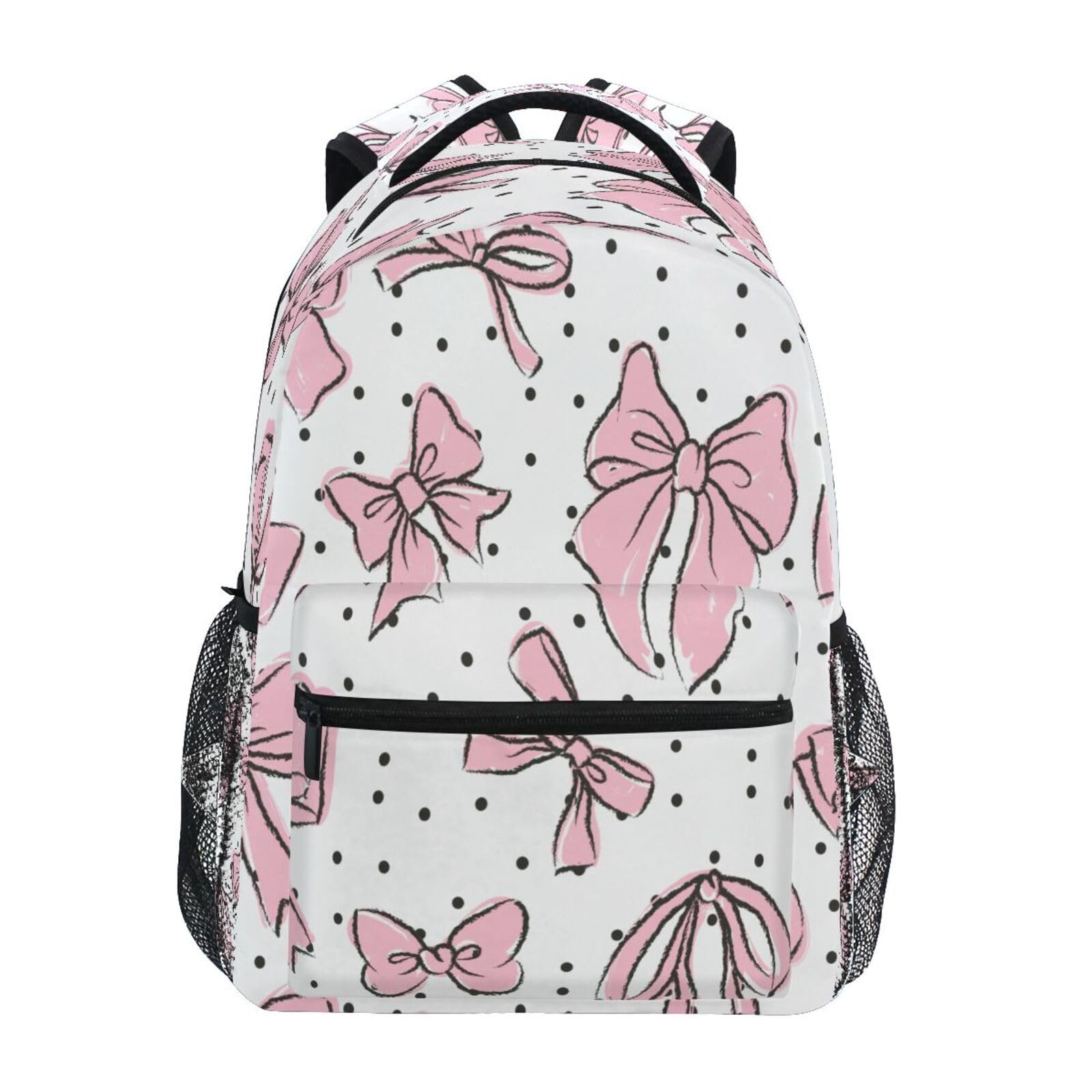 Bow Pink Backpack Water Resistant Laptop Backpack Travel Casual Daypack