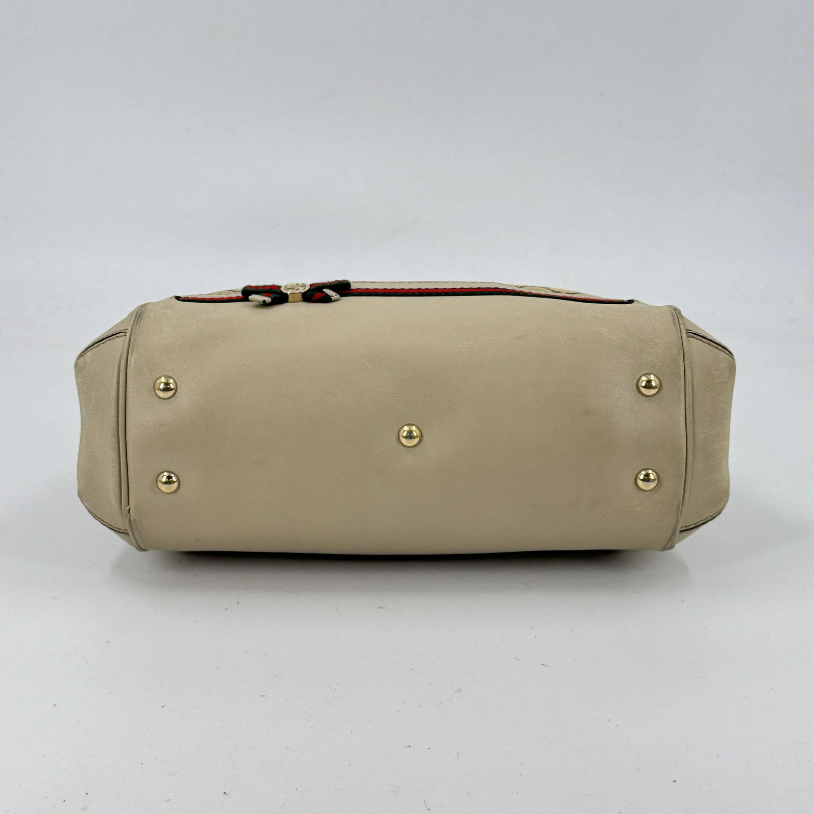 GUCCI GG Canvas Beige White Sherry Line 2WAY Handbag with Shoulder Strap