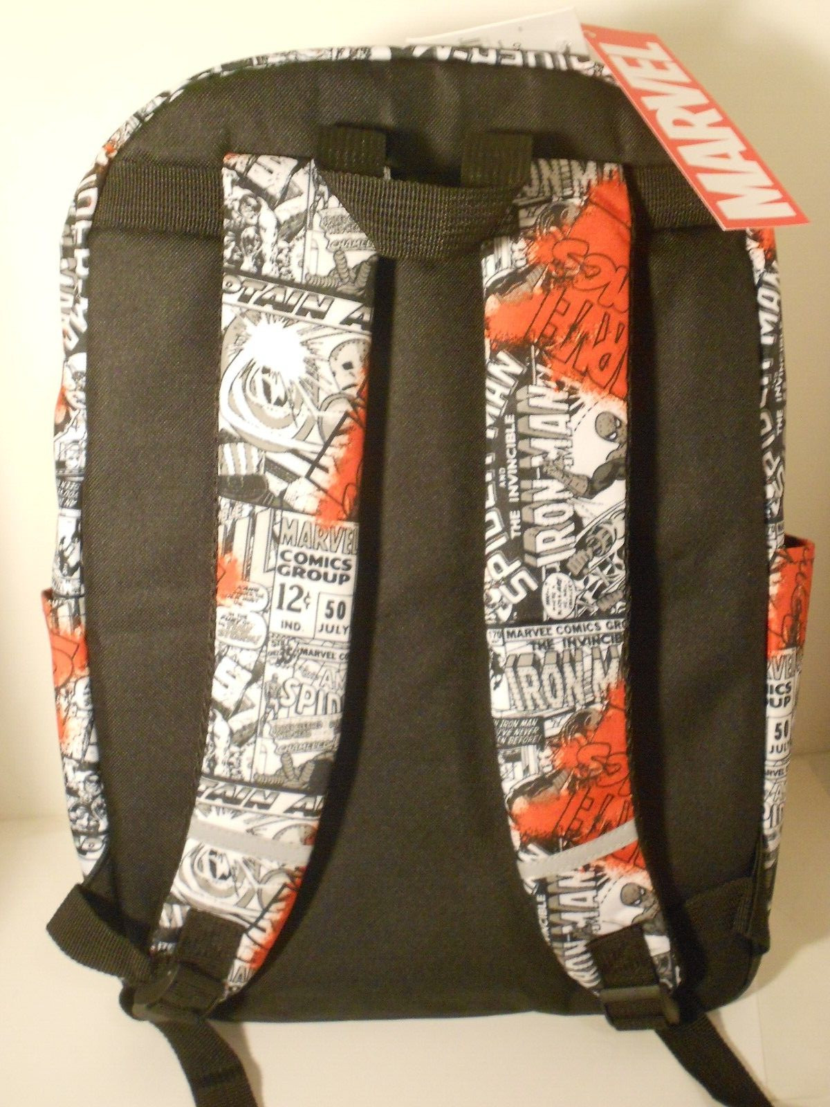 MARVEL COMIC BOOK BLACK & WHITE COVERS BACKPACK Spider-Man, Iron Man, Thor NWT