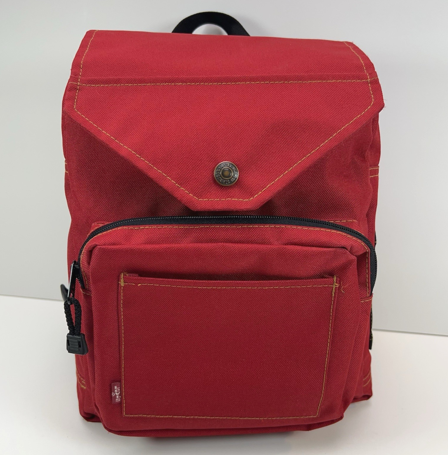 LEVIS Canvas Backpack 13” Bag Minimalist Messenger Style Zip Snap Flap Close Red