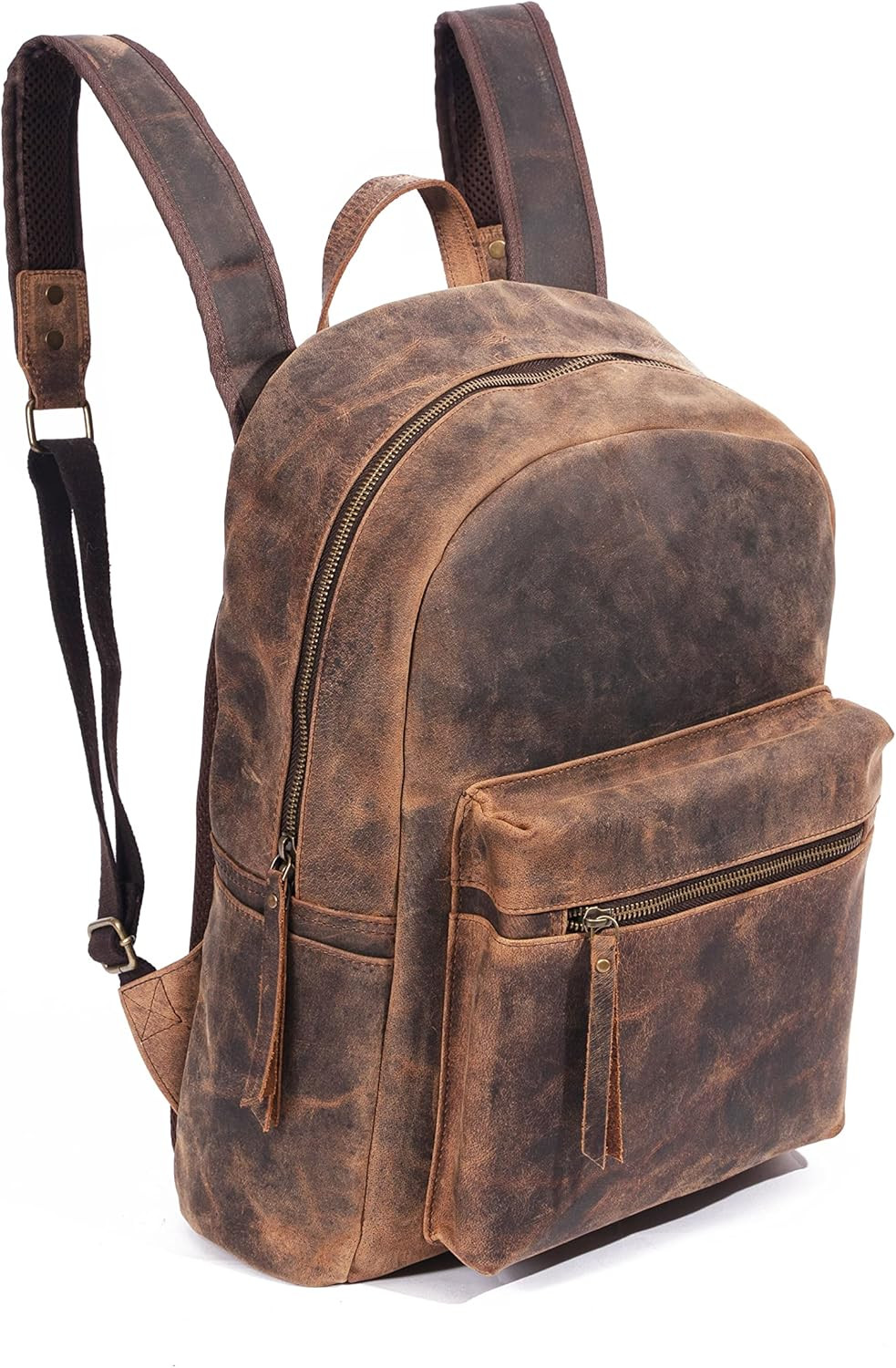 Stylish 15″ Leather Backpack for Travel, Hiking & Camping – Unisex Rucksack