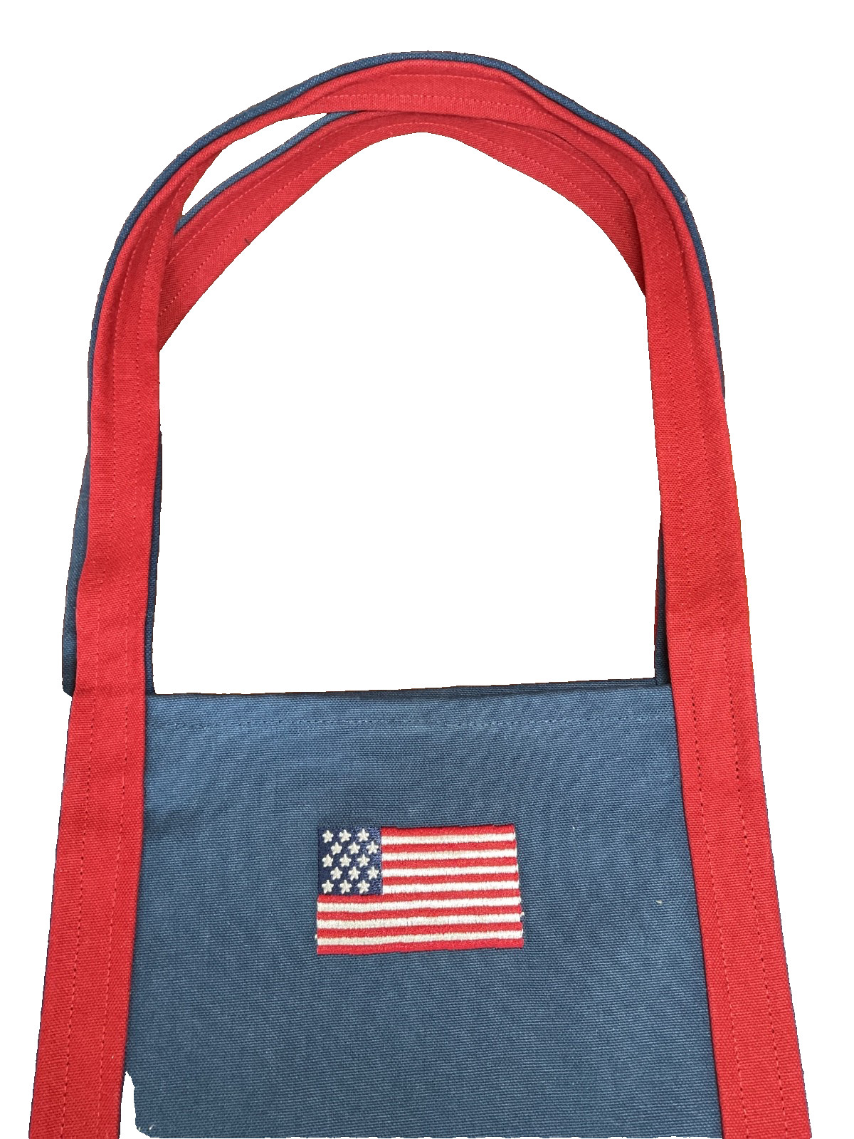 BOUNDARY DURABLE TOTE BAG RED BLUE AMERICAN FLAG 14” x 22” x 7” 100% COTTON NWT