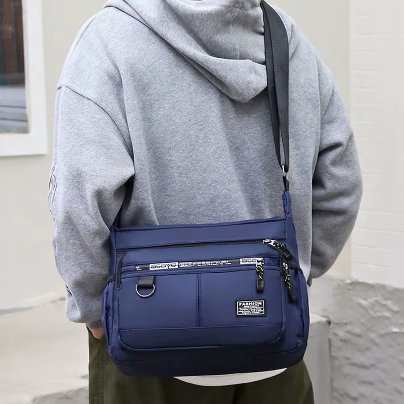 Men’S Cross-Body Bag with Multi-Layered Pockets, Adjustable Shoulder Strap, Busi