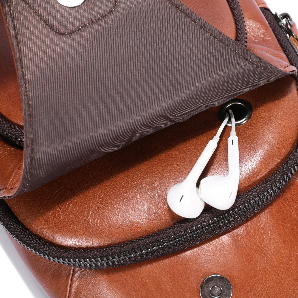 Sling Backpack Cowhide Genuine Leather Chest Crossbody Shoulder Bag Real Leather