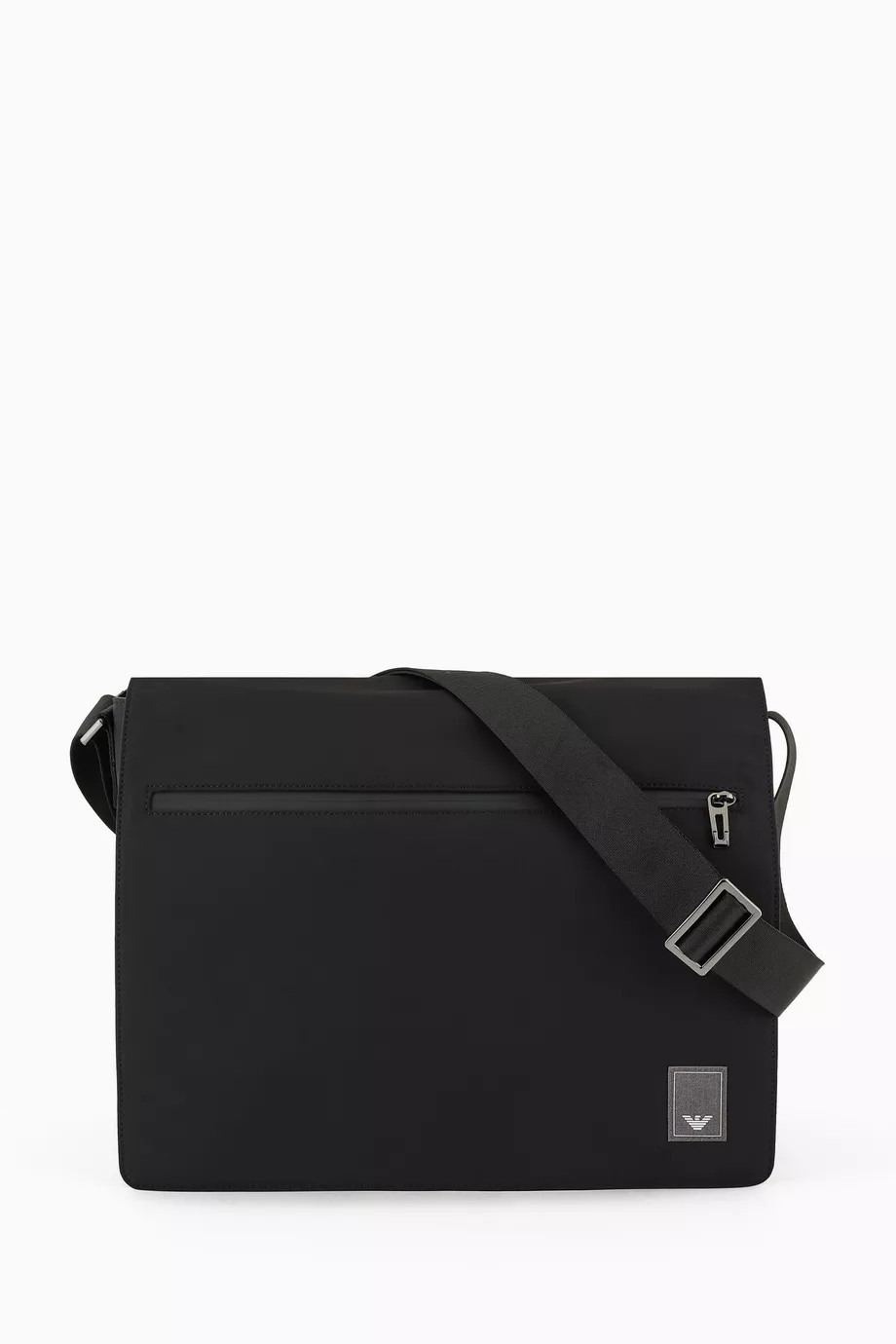 Emporio Armani Logo Messenger Bag in Nylon in Black