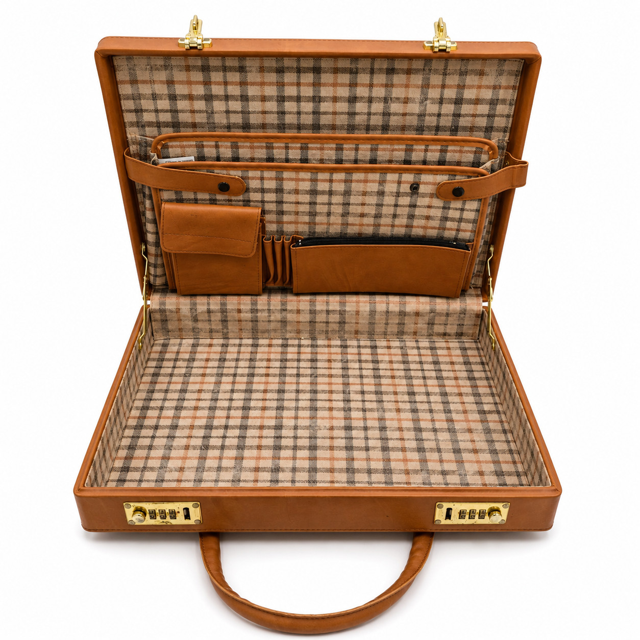 VTG Tweed & Belting Leather Hartmann Style Briefcase Laptop Case Hard Sided EUC