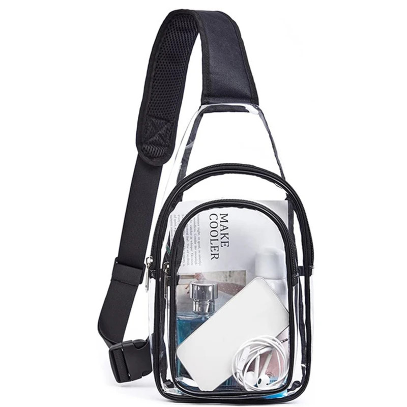 Clear Shoulder Bag Large Capacity Mini Multipurpose Casual PVC Chest Daypack for