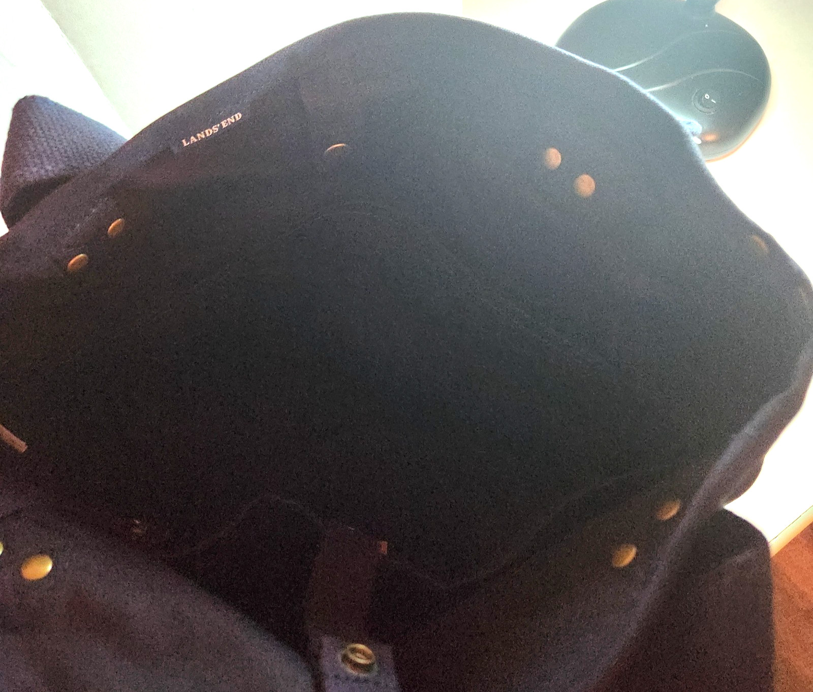 Lands’ End Navy Blue Medium Canvas Tote Bag with Inner Pockets NEW