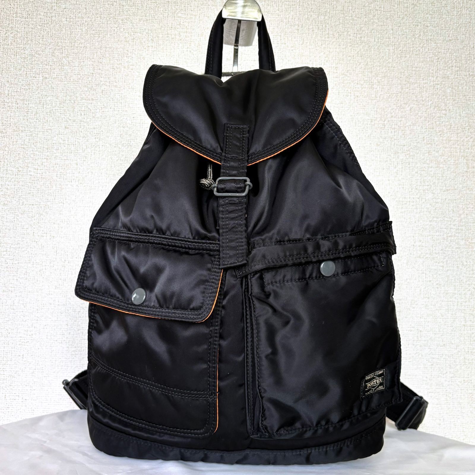 PORTER TANKER Nylon Backpack Black Japan Made Discontinued 42x32x13cm Auth