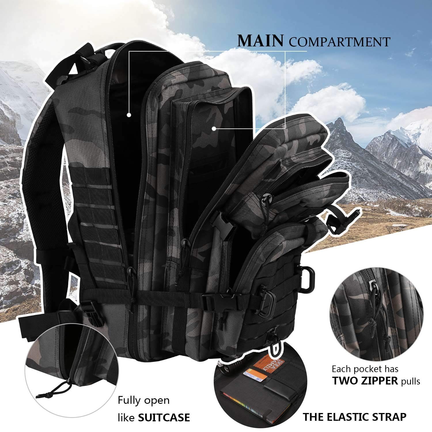 MOLLE Assault Pack, Tactical Backpack Military Army Camping Rucksack, 3-Day P…