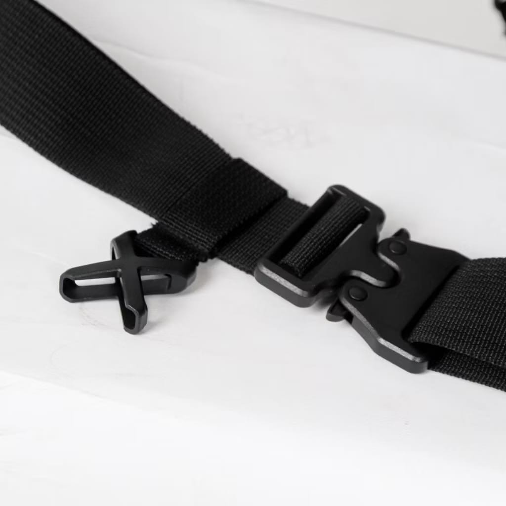Kremlin Kojima Black Waist Sling Chest Bag Futuristic Fullzip Crossbody