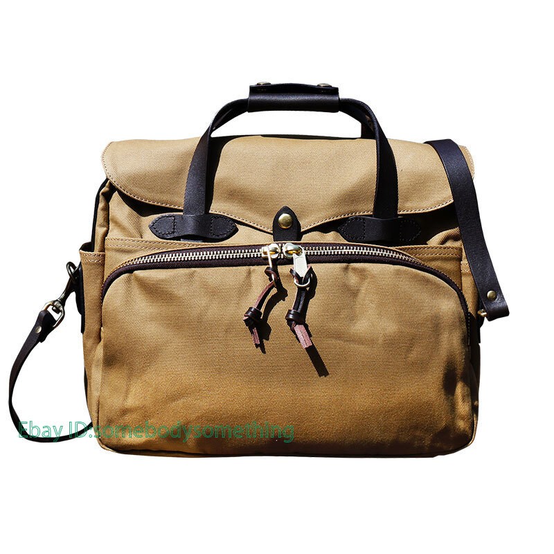 22OZ Canvas Bag & Cowhide Shoulder Strap Shoulder Bag Size 39*34*16cm Handbag