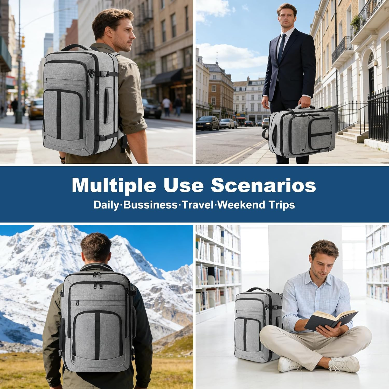 Travel Backpack,Carry on Backpack Expandable 40-50L with USB Cable Port,Fits 17.