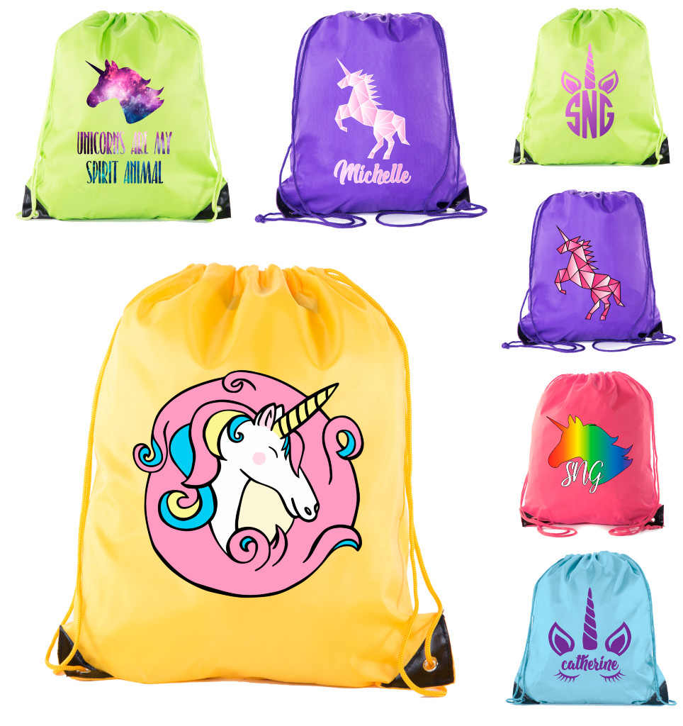 Unicorn Drawstring Bags Colorful unicorn bags for Parties and Gifts